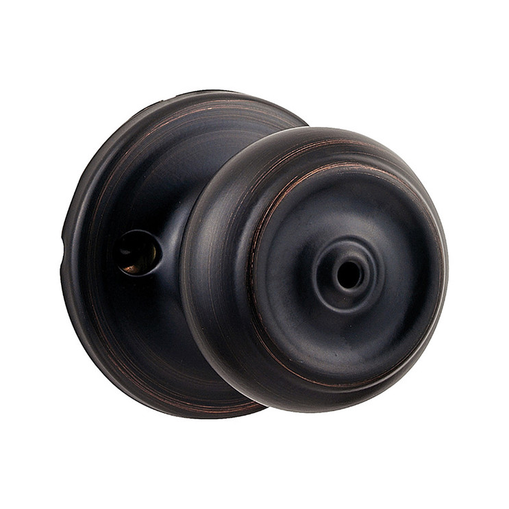 Kwikset Phoenix Privacy Knob With 6-Way Adjustable Latch And Round Corner Strike, Venetian Bronze