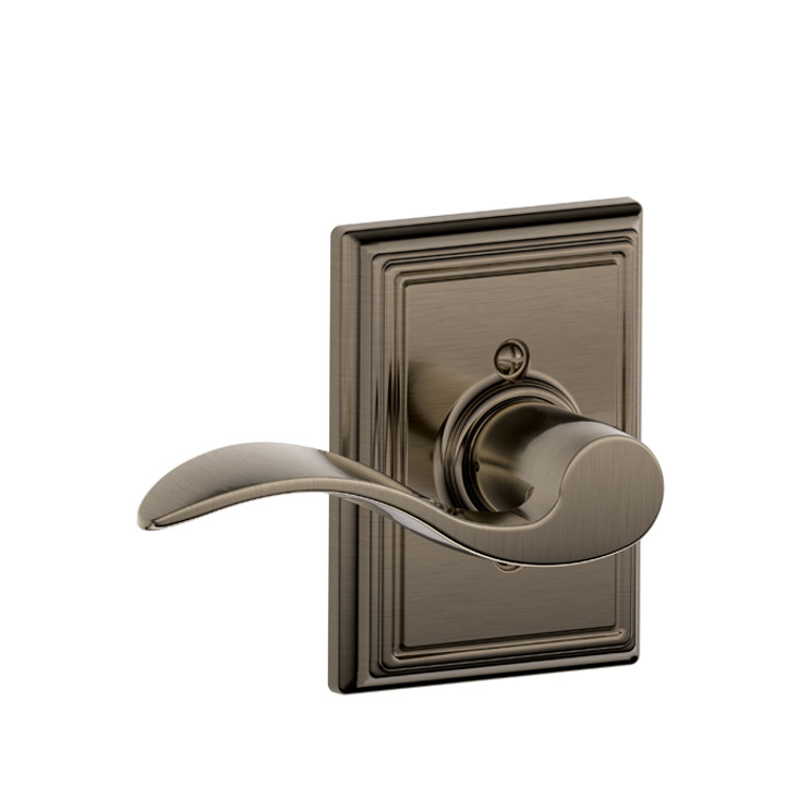 Schlage Residential F170 Accent Lever Single Dummy Trim With Addison Trim Function, Antique, Decorative, Left Hand Handing, Satin Nickel Blackened
