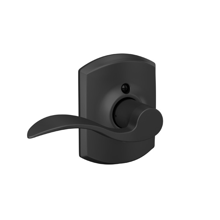 Schlage Residential F170 Accent Lever Single Dummy Trim With Greenwich Trim Function, Decorative, Left Hand Handing, Matte Black