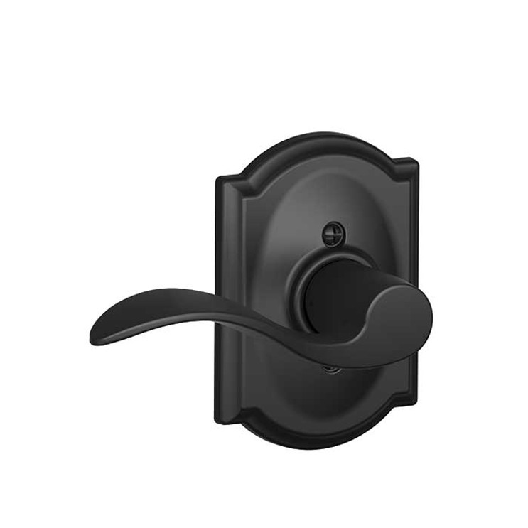 Schlage Residential F170 Accent Lever Single Dummy Trim With Camelot Trim Function, Decorative, Right Hand Handing, Matte Black