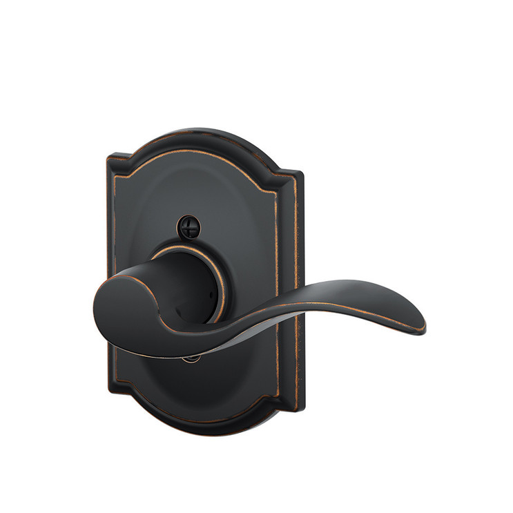 Schlage Residential F170 Accent Lever Single Dummy Trim With Camelot Trim Function, Decorative, Right Hand Handing, Aged Bronze