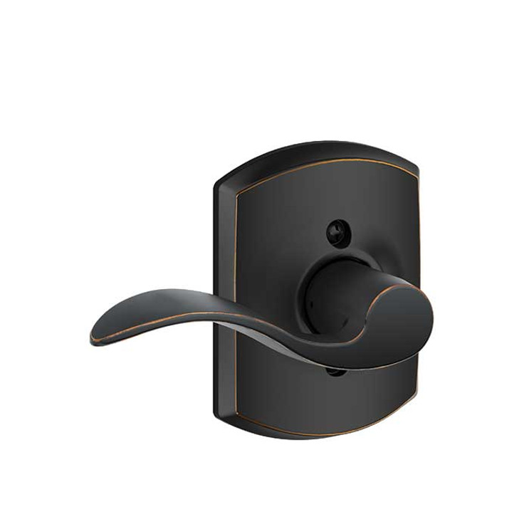 Schlage Residential F170 Accent Lever Single Dummy Trim With Greenwich Trim Function, Decorative, Right Hand Handing, Aged Bronze