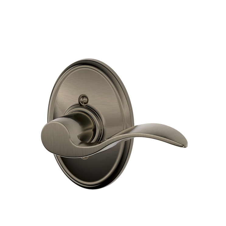 Schlage Residential F170 Accent Lever Single Dummy Trim With Camelot Trim Function, Antique, Decorative, Right Hand Handing, Satin Nickel Blackened