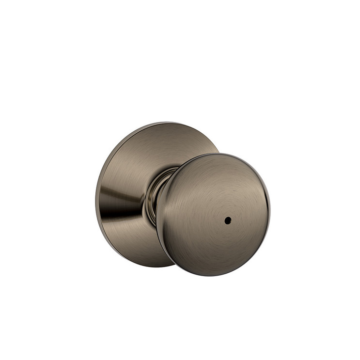 Schlage Residential F40 Plymouth Privacy Knob Lock Function, Antique, Satin Nickel Blackened