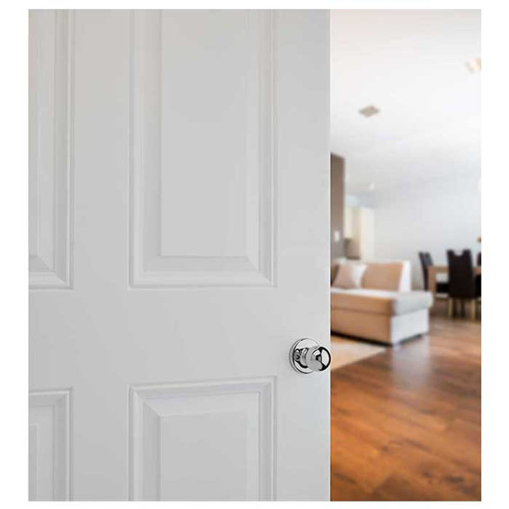 Kwikset Polo Passage Knob With 6-Way Adjustable Latch And Round Corner Strike, Bright Polished Chrome