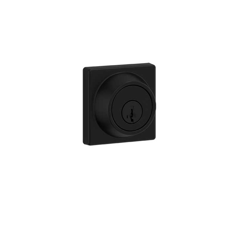 Kwikset 660 Sqt Single Cylinder Deadbolt Square, Smartkey, Round Corner Adjustable Latch, With Round Corner 1" X 2-1/4" Strike And Round Corner Full Lip Strike, Matte Black