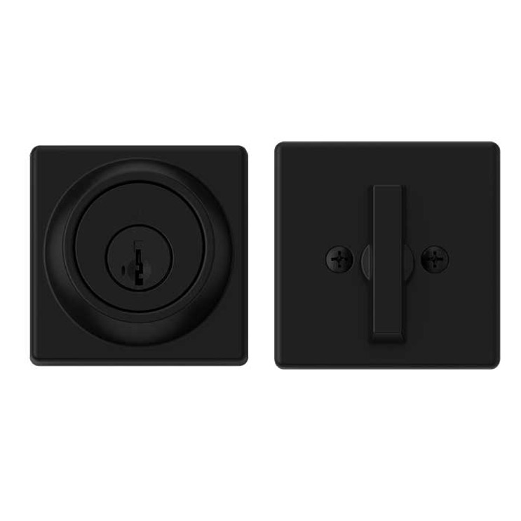 Kwikset 660 Sqt Single Cylinder Deadbolt Square, Smartkey, Round Corner Adjustable Latch, With Round Corner 1" X 2-1/4" Strike And Round Corner Full Lip Strike, Matte Black