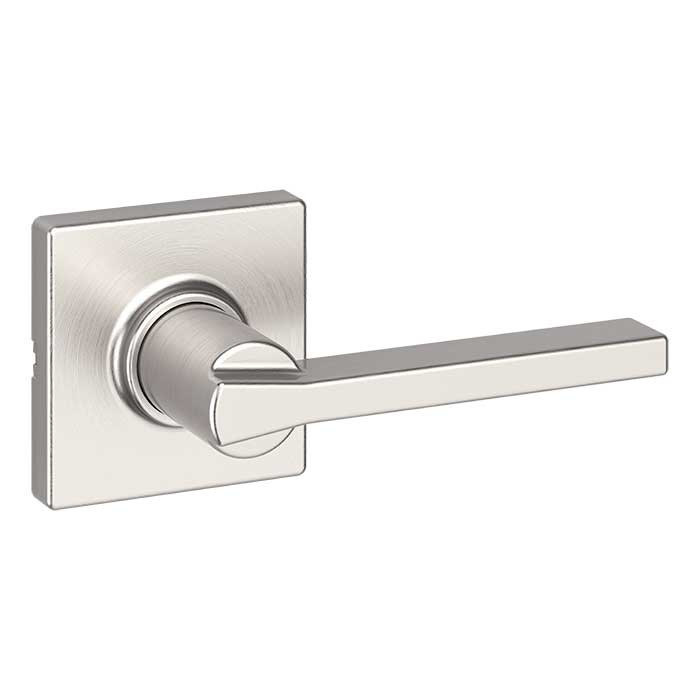 Kwikset Casey Passage Lever With Square Rose, 6-Way Adjustable Latch And Round Corner Strike, Satin Nickel