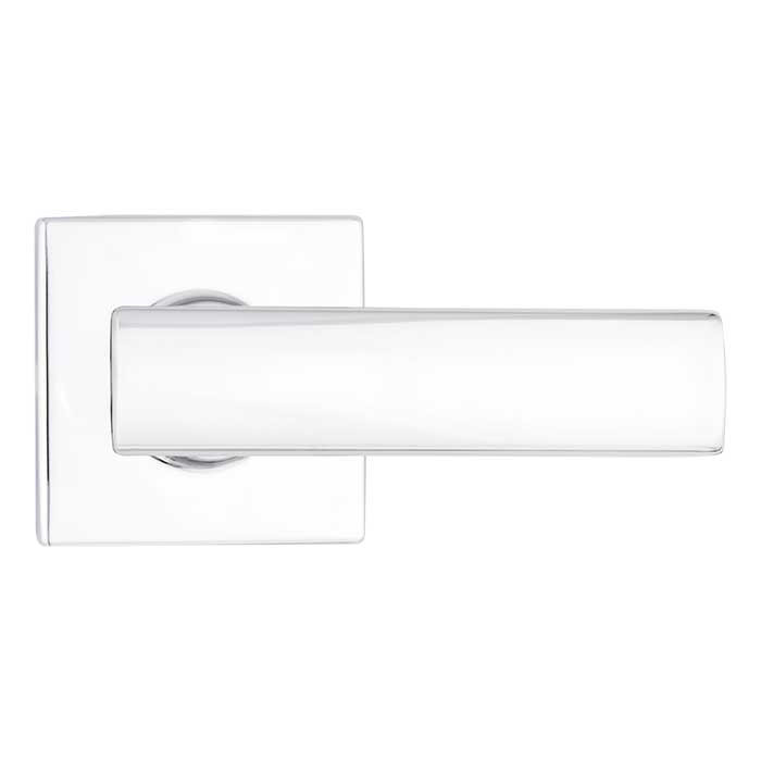 Kwikset Breton Passage Lever With Square Rose, 6-Way Adjustable Latch And Round Corner Strike, Bright Polished Chrome