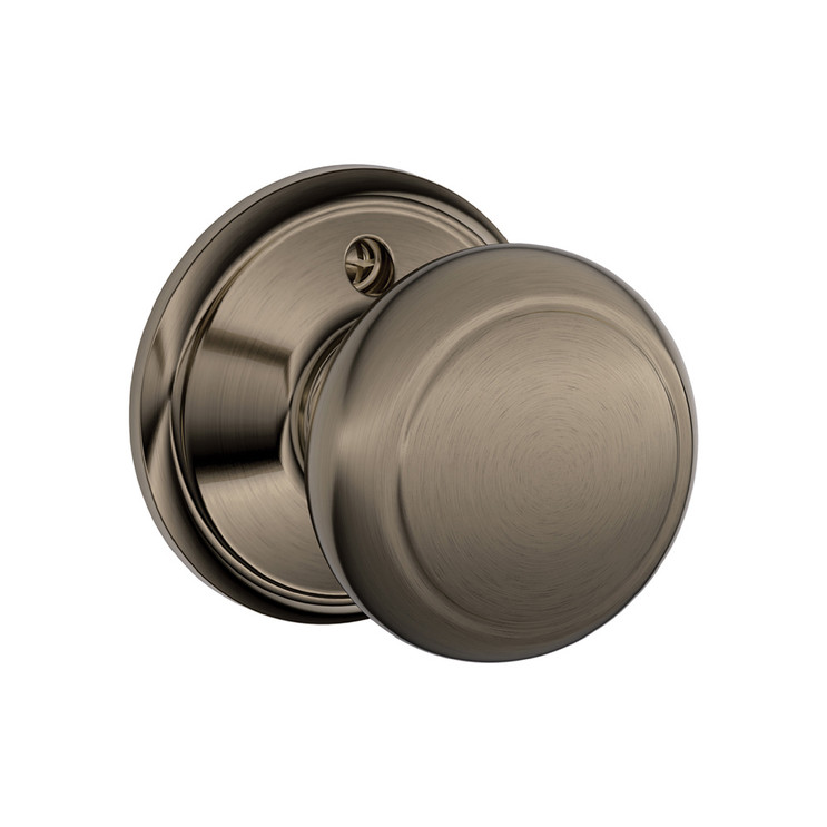 Schlage Residential F170 Andover Knob Single Dummy Trim Function, Antique, Satin Nickel Blackened