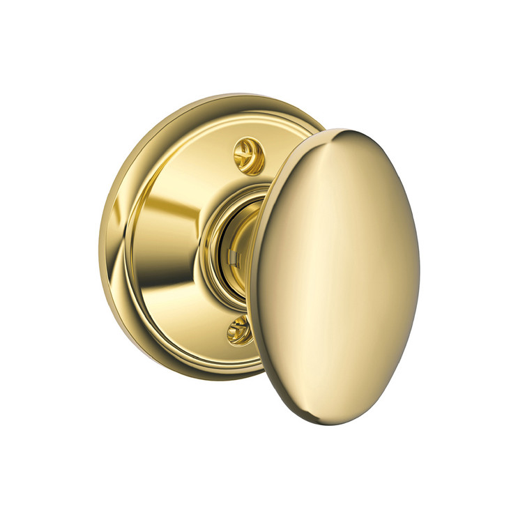 Schlage Residential F170 Siena Knob Single Dummy Trim Function, Bright Polished Brass