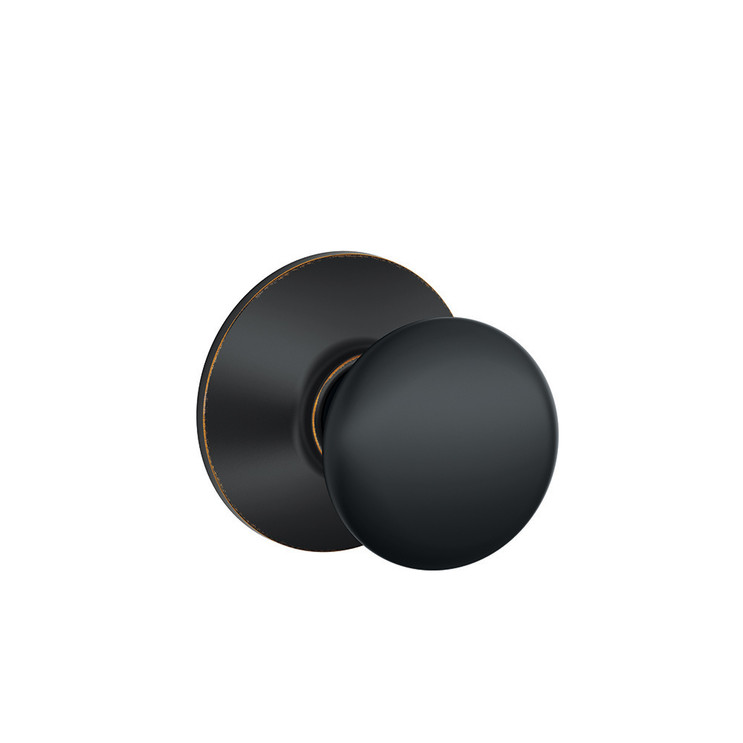 Schlage Residential F10 Plymouth Passage Knob Lock Function, Aged Bronze