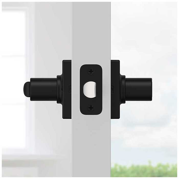 Kwikset Ladera Privacy Lever With Square Rose, 6-Way Adjustable Latch And Round Corner Strike, Matte Black