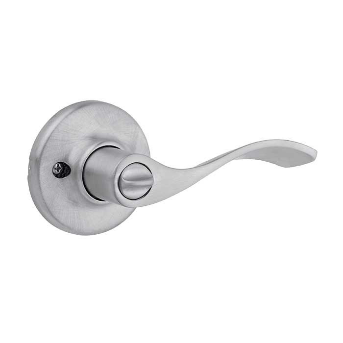 Kwikset Balboa Privacy Lever With 6-Way Adjustable Latch And Round Corner Strike, Satin Chrome