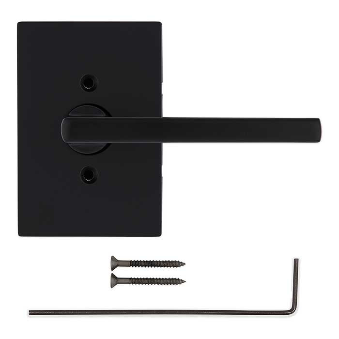 Kwikset Halifax Half Dummy Lever With San Clemente Rectangular Rose, Matte Black