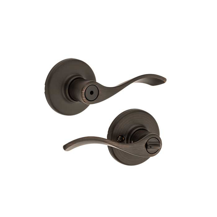 Kwikset Balboa Privacy Lever With 6-Way Adjustable Latch And Round Corner Strike, Venetian Bronze