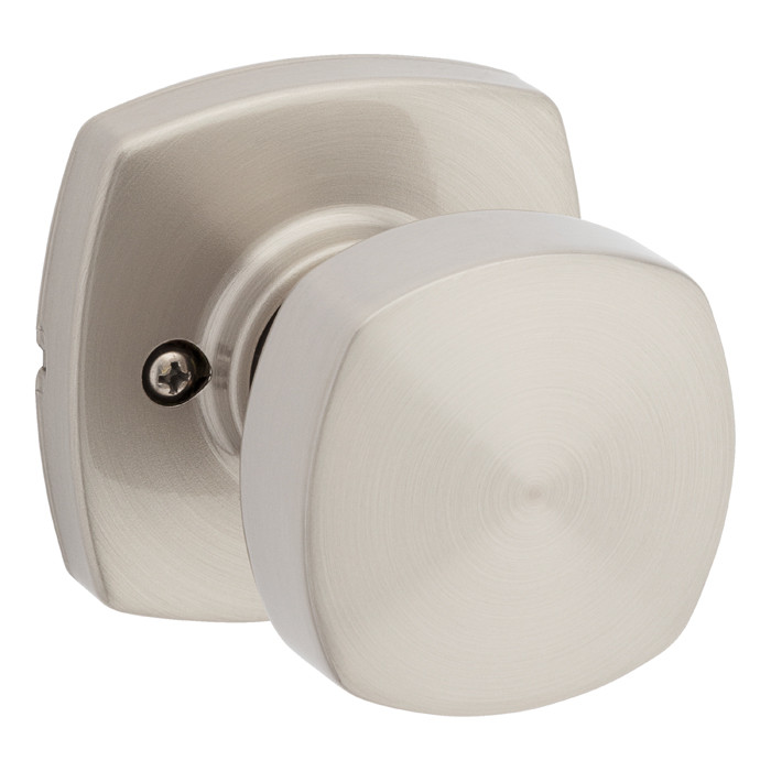 Kwikset Arroyo Passage Knob With 6-Way Adjustable Latch And Round Corner Strike, Satin Nickel