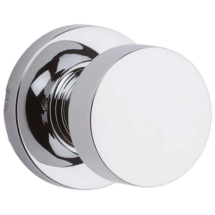 Kwikset Pismo Passage Knob With Round Rose, 6-Way Adjustable Latch And Round Corner Strike, Bright Polished Chrome