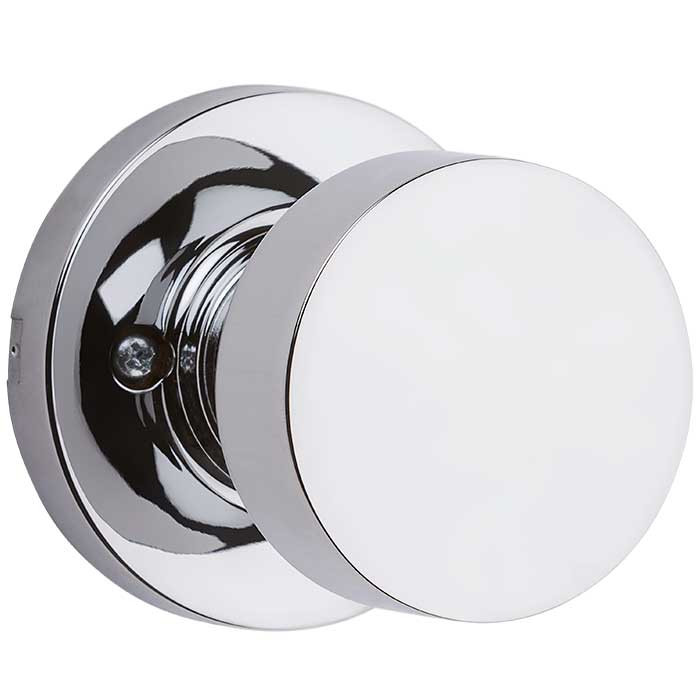 Kwikset Pismo Passage Knob With Round Rose, 6-Way Adjustable Latch And Round Corner Strike, Bright Polished Chrome