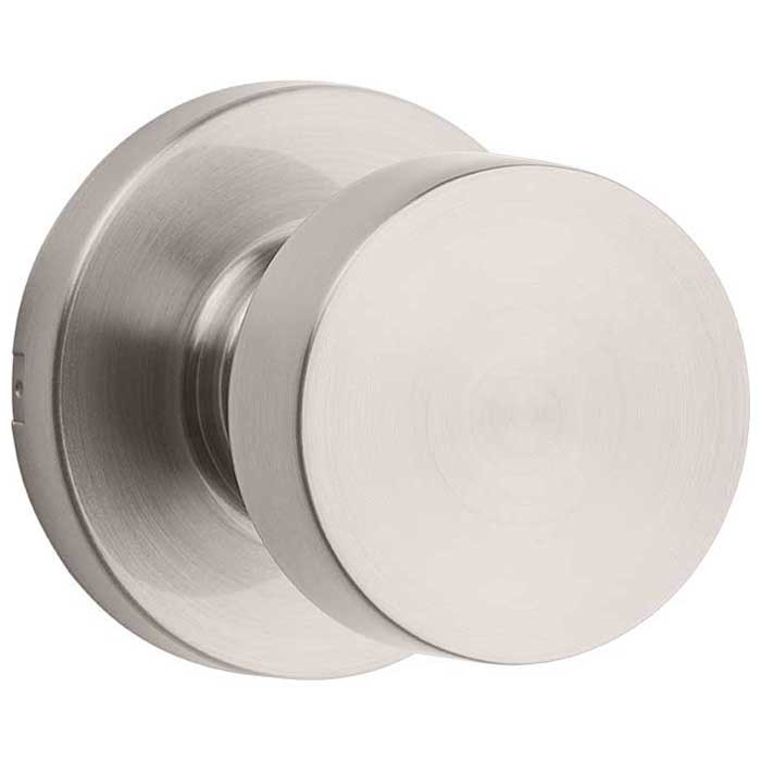 Kwikset Pismo Passage Knob With Round Rose, 6-Way Adjustable Latch And Round Corner Strike, Satin Nickel