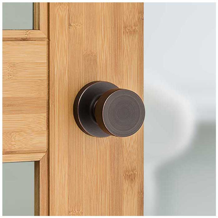 Kwikset Pismo Passage Knob With Round Rose, 6-Way Adjustable Latch And Round Corner Strike, Venetian Bronze