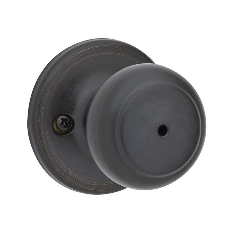 Kwikset Cove Privacy Knob With 6-Way Adjustable Latch And Round Corner Strike, Venetian Bronze