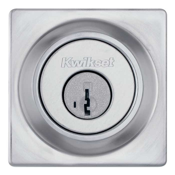 Kwikset 660 Sqt Single Cylinder Deadbolt Square, Smartkey, Round Corner Adjustable Latch, With Round Corner 1" X 2-1/4" Strike And Round Corner Full Lip Strike, Satin Chrome