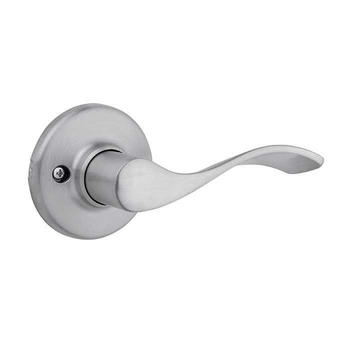 Kwikset Balboa Passage Lever With 6-Way Adjustable Latch And Round Corner Strike, Satin Chrome