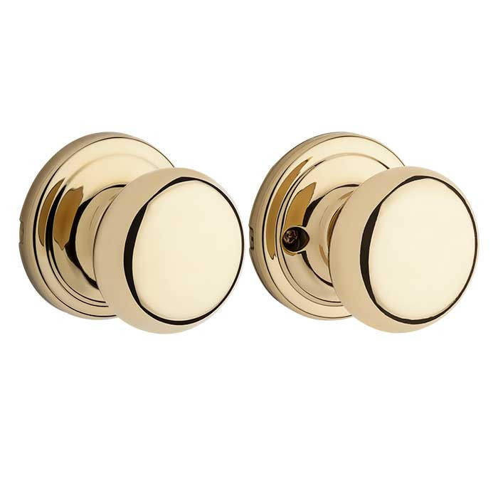 Kwikset Hancock Passage Knob With 6-Way Adjustable Latch And Round Corner Strike, Lifetime Polished Brass
