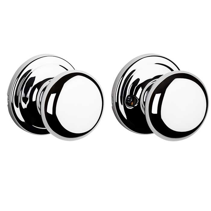 Kwikset Hancock Passage Knob With Rcal Latch And Round Corner Strike, Bright Polished Chrome