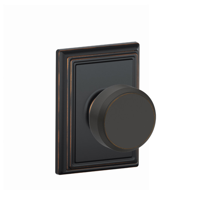 Schlage Residential F170 Bowery Knob Single Dummy Trim With Addison Trim Function, Decorative, Aged Bronze