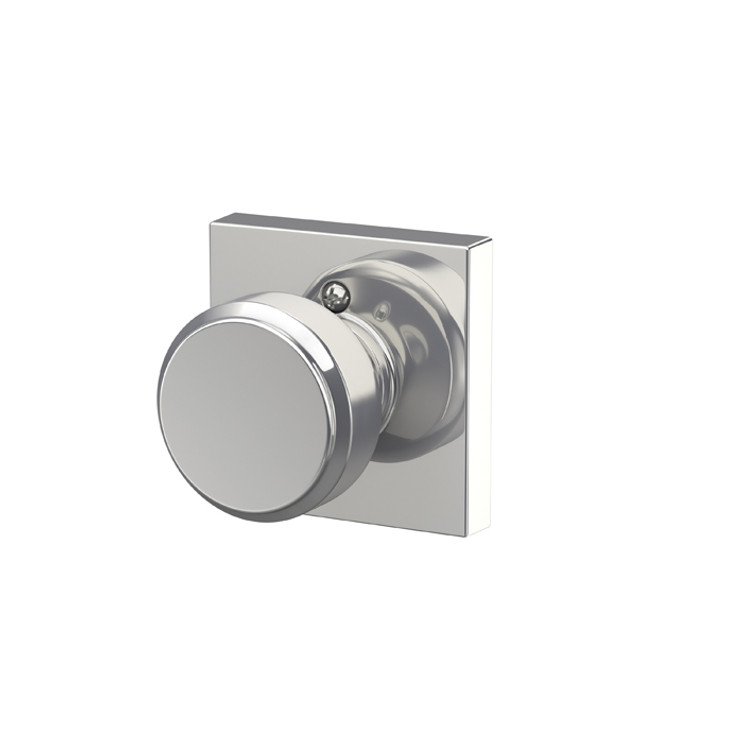 Schlage Residential F170 Bowery Knob Single Dummy Trim With Collins Trim Function, Decorative, Bright Polished Chrome