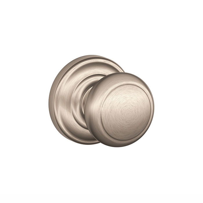 Schlage Residential F170 Andover Knob Single Dummy Trim With Andover Trim Function, Decorative, Satin Nickel