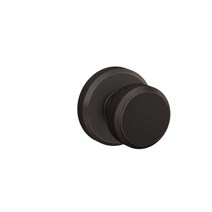 Schlage Residential F170 Bowery Knob Single Dummy Trim With Greyson Trim Function, Decorative, Aged Bronze