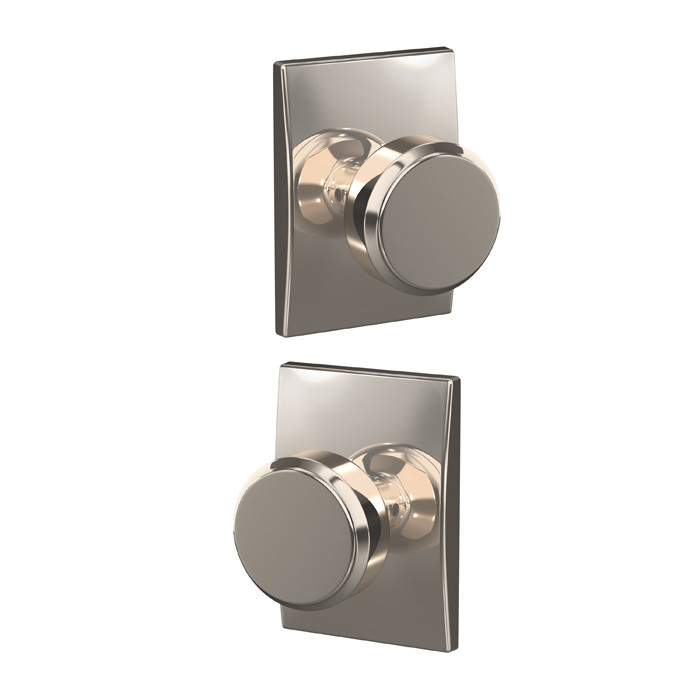 Schlage Residential F170 Bowery Knob Single Dummy Trim With Century Trim Function, Decorative, Satin Nickel