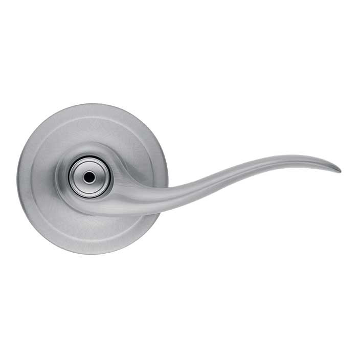 Kwikset Tustin Privacy Lever With 6-Way Adjustable Latch And Round Corner Strike, Satin Chrome