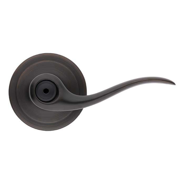 Kwikset Tustin Privacy Lever With 6-Way Adjustable Latch And Round Corner Strike, Venetian Bronze