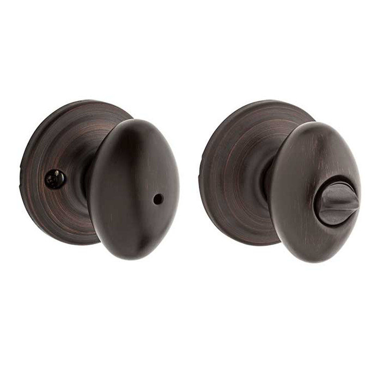 Kwikset Laurel Privacy Knob With 6-Way Adjustable Latch And Round Corner Strike, Venetian Bronze