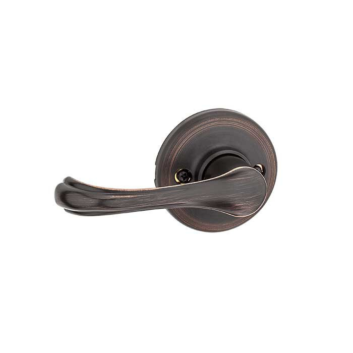 Kwikset Dorian Passage Lever With 6-Way Adjustable Latch And Round Corner Strike, Venetian Bronze