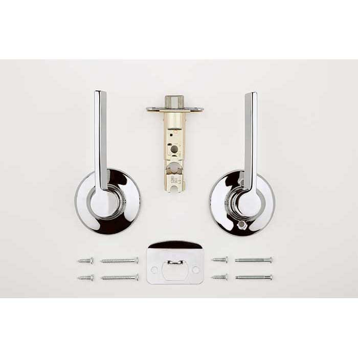 Kwikset Ladera Passage Lever With Round Rose, 6-Way Adjustable Latch And Round Corner Strike, Bright Polished Chrome