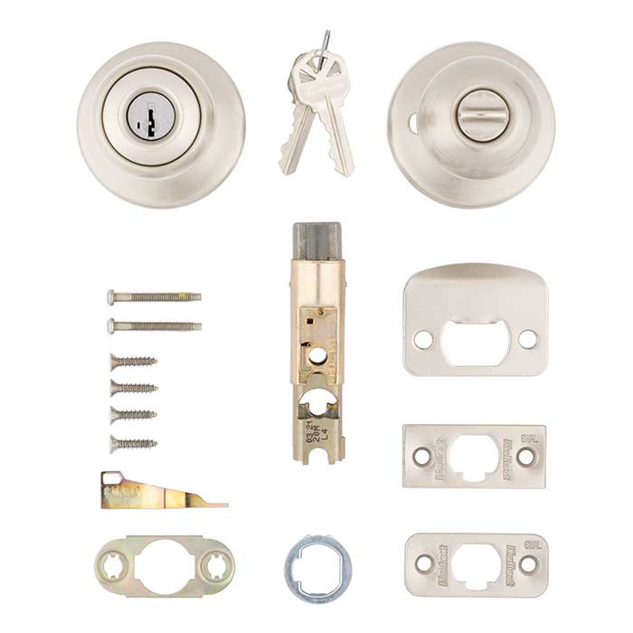 Kwikset Polo Keyed Entry Knob Smartkey With 6-Way Adjustable Latch And Round Corner Strike, Satin Nickel
