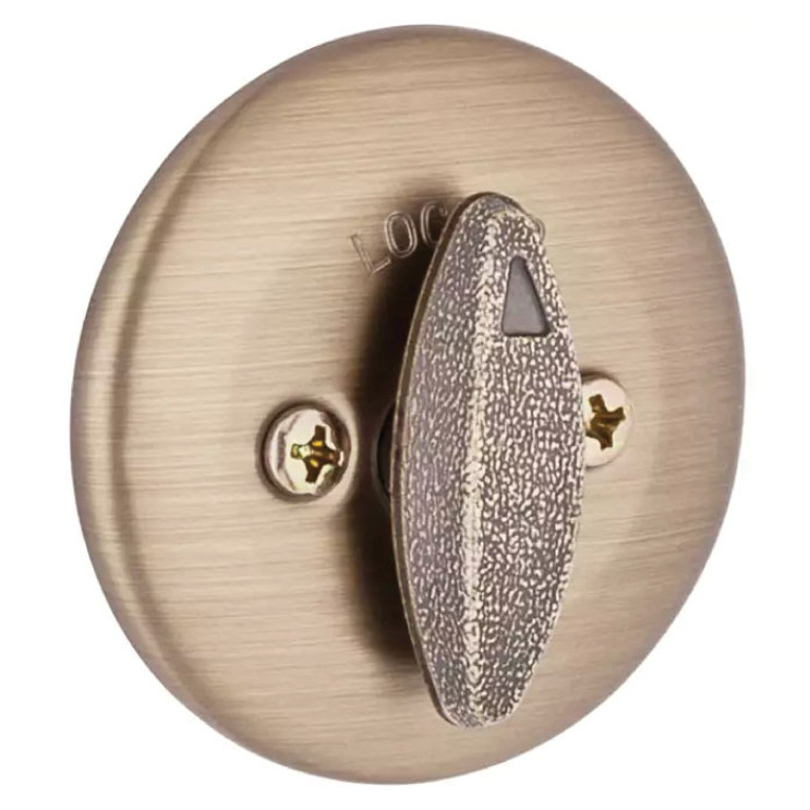 Kwikset 660 Single Cylinder Deadbolt Round, Round Corner Adjustable Latch, With Round Corner 1" X 2-1/4" Strike And Round Corner Full Lip Strike, Antique, Antique Brass