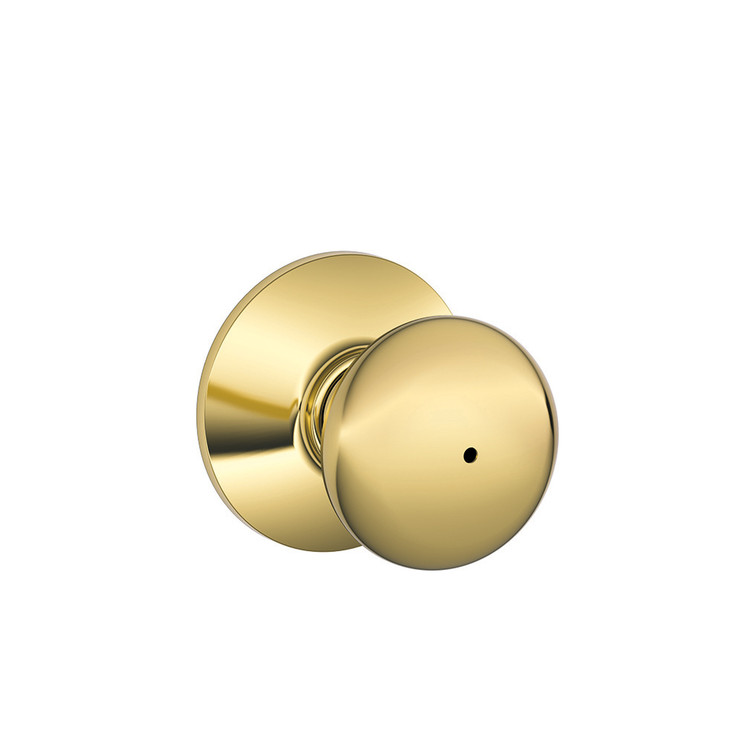 Schlage Residential F40 Plymouth Privacy Knob Lock Function, Bright Polished Brass