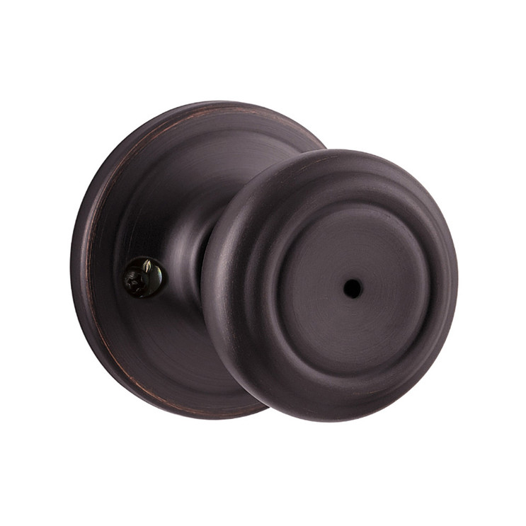 Kwikset Cameron Privacy Knob With 6-Way Adjustable Latch And Round Corner Strike, Venetian Bronze