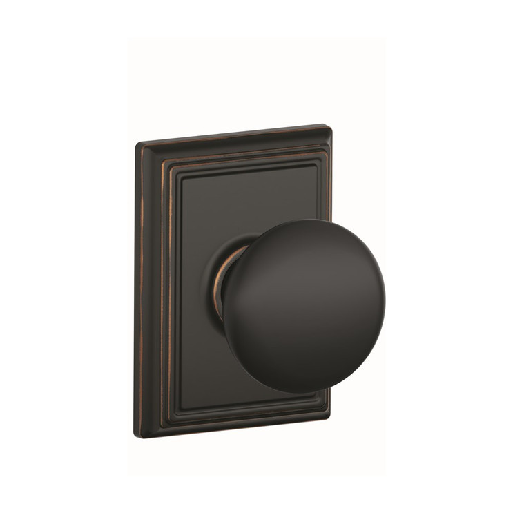 Schlage Residential F10 Plymouth Passage Knob Lock With Addison Trim Function, Decorative, Aged Bronze