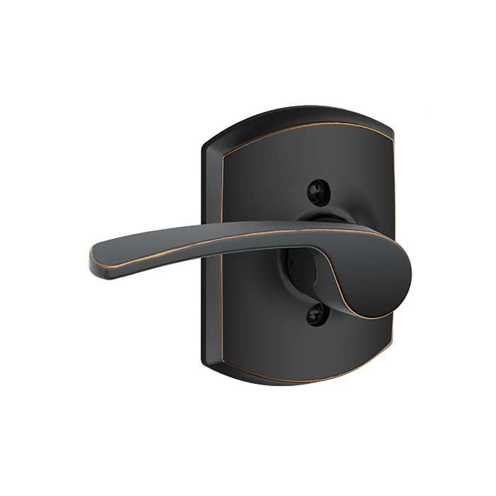 Schlage Residential F170 Merano Lever Single Dummy Trim With Greenwich Trim Function, Decorative, Right Hand Handing, Aged Bronze