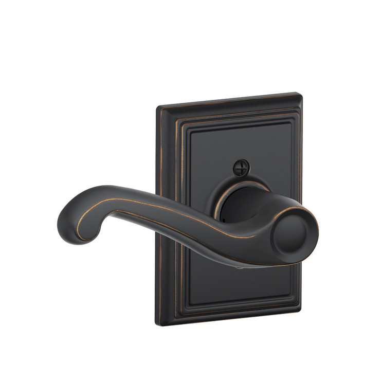 Schlage Residential F170 Flair Lever Single Dummy Trim With Addison Trim Function, Decorative, Right Hand Handing, Aged Bronze