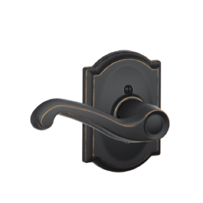Schlage Residential F170 Flair Lever Single Dummy Trim With Camelot Trim Function, Decorative, Left Hand Handing, Aged Bronze