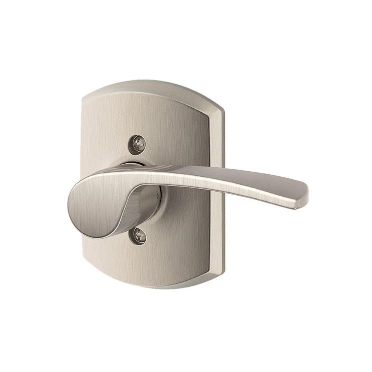 Schlage Residential F170 Merano Lever Single Dummy Trim With Greenwich Trim Function, Decorative, Right Hand Handing, Satin Nickel