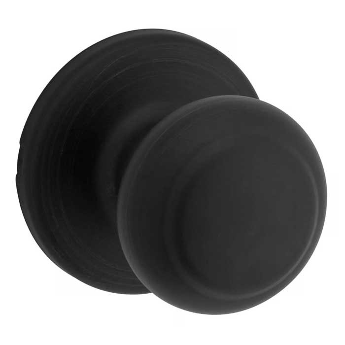 Kwikset Cove Passage Knob With 6-Way Adjustable Latch And Round Corner Strike, Matte Black